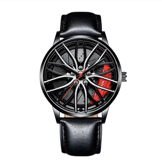 Men Quartz Watch Car Wheel Rim Hub Design Automatic Quartz Wristwatch Hidden Clasp Chronograph Luxury Male Clock Relojes